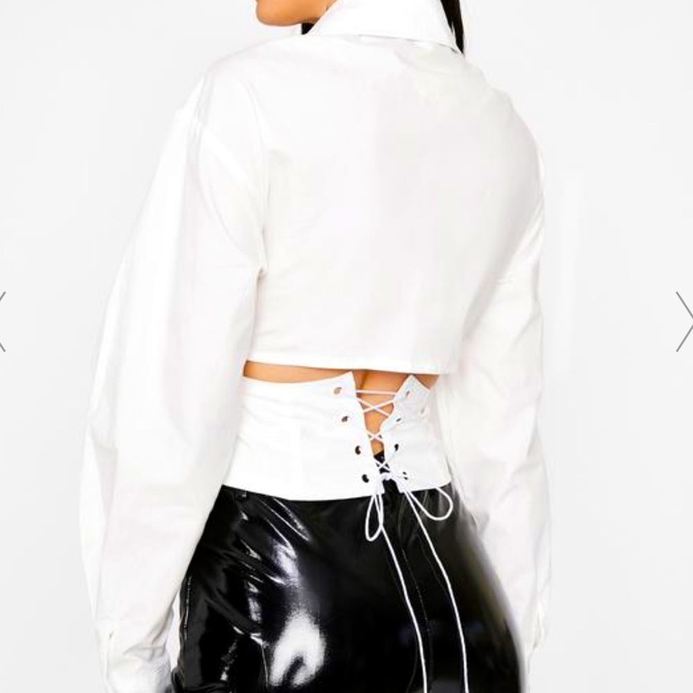 White, collared shirt. Never worn, size M. True to size. ORG. From Dolls kill